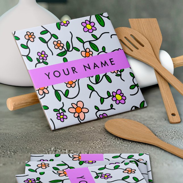 Farbenfrohe Blume, blauer Hintergrund, Lila Fliese (Von Creator hochgeladen)