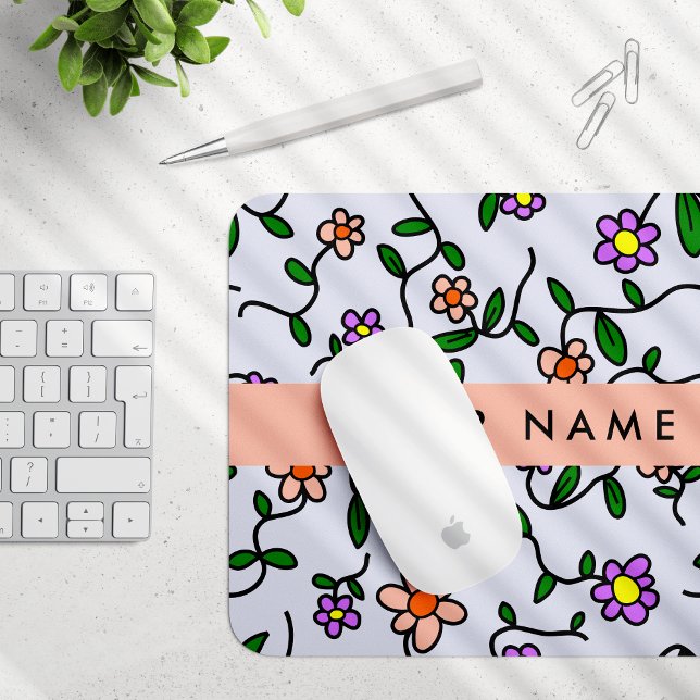 Farbenfrohe Blume, blauer Hintergrund, orange Mousepad (Von Creator hochgeladen)