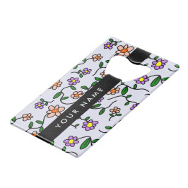 Farbenfrohe Blume, blauer Hintergrund, schwarz Geldbeutel Flaschenöffner