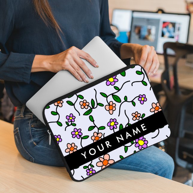 Farbenfrohe Blume, blauer Hintergrund, schwarz Laptopschutzhülle (Von Creator hochgeladen)
