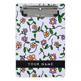 Farbenfrohe Blume, blauer Hintergrund, schwarz Mini Klemmbrett