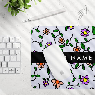 Farbenfrohe Blume, blauer Hintergrund, schwarz Mousepad