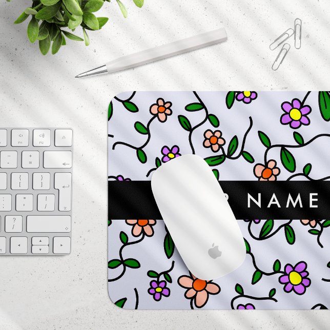 Farbenfrohe Blume, blauer Hintergrund, schwarz Mousepad (Von Creator hochgeladen)