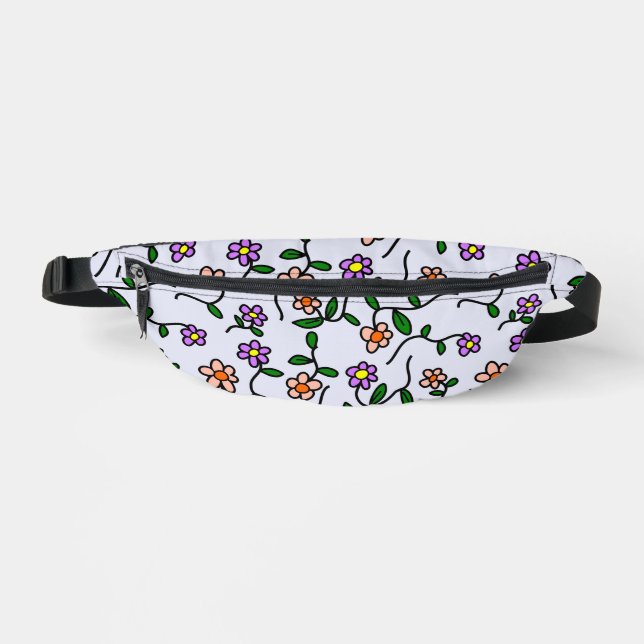 Farbenfrohe Blume, Blumenmuster, Grüne, Boho Bauchtasche (Vorderseite)