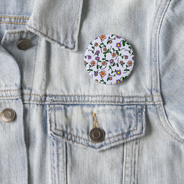 Farbenfrohe Blume, Blumenmuster, Grüne, Boho Button (Beispiel)