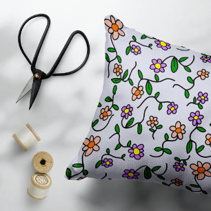 Farbenfrohe Blume, Blumenmuster, Grüne, Boho Dekokissen