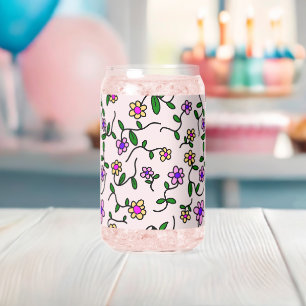 Farbenfrohe Blume, Blumenmuster, Grüne, Boho Dosenglas