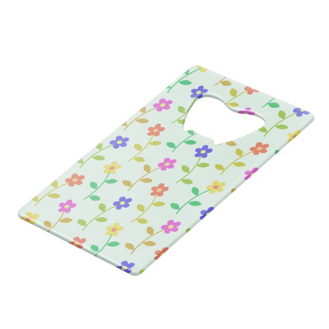 Farbenfrohe Blume, Blumenmuster, Grüne, Boho Geldbeutel Flaschenöffner (Vorderseite Schrägansicht)