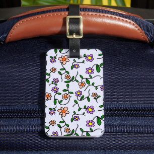 Farbenfrohe Blume, Blumenmuster, Grüne, Boho Gepäckanhänger