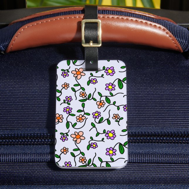 Farbenfrohe Blume, Blumenmuster, Grüne, Boho Gepäckanhänger (Vorderseite Insitu 2)