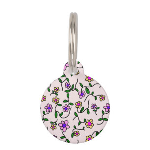Farbenfrohe Blume, Blumenmuster, Grüne, Boho Haustiermarke