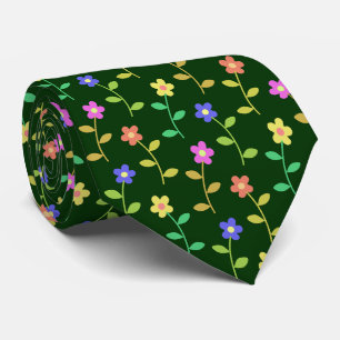 Farbenfrohe Blume, Blumenmuster, Grüne, Boho Krawatte
