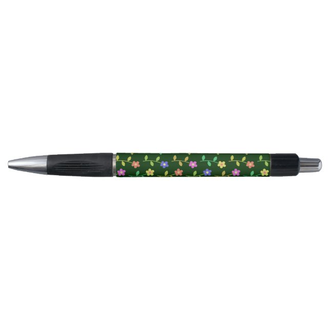 Farbenfrohe Blume, Blumenmuster, Grüne, Boho Kugelschreiber (Vorderseite)