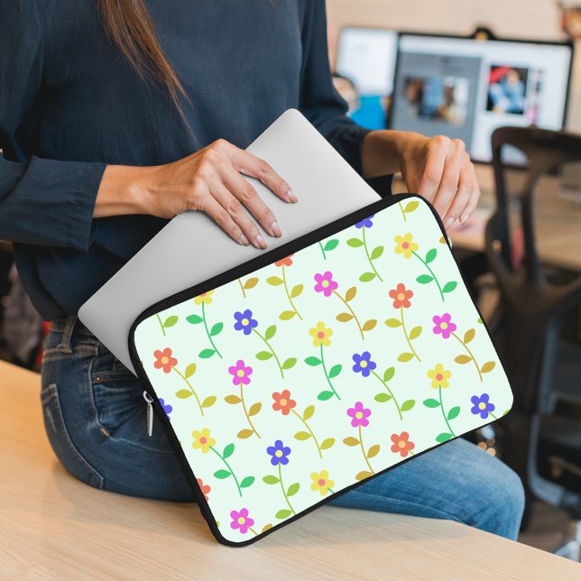 Farbenfrohe Blume, Blumenmuster, Grüne, Boho Laptopschutzhülle (Von Creator hochgeladen)