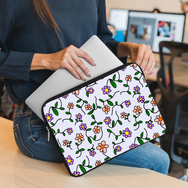 Farbenfrohe Blume, Blumenmuster, Grüne, Boho Laptopschutzhülle (Von Creator hochgeladen)