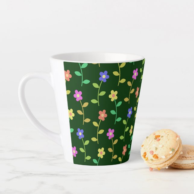 Farbenfrohe Blume, Blumenmuster, Grüne, Boho Milchtasse (Beispiel)