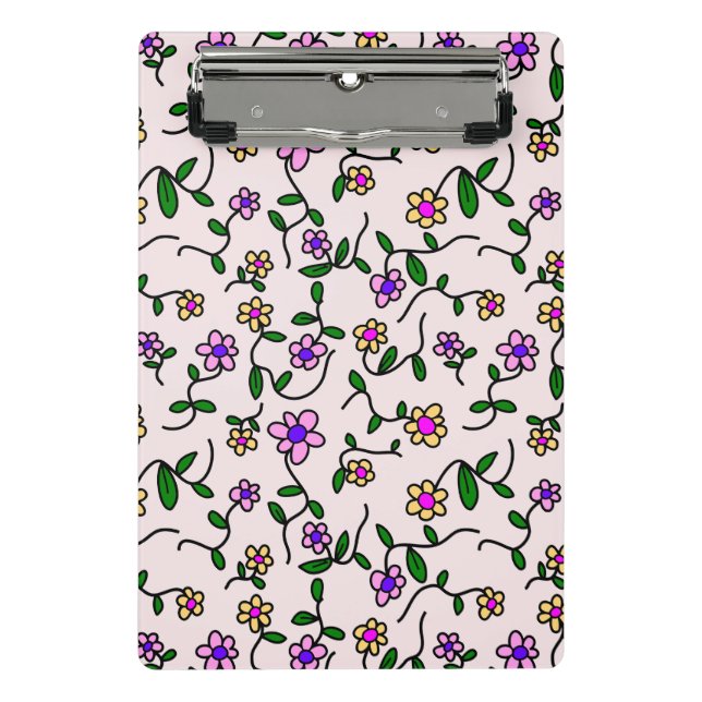 Farbenfrohe Blume, Blumenmuster, Grüne, Boho Mini Klemmbrett (Vorderseite)