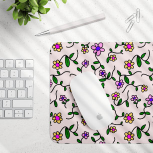 Farbenfrohe Blume, Blumenmuster, Grüne, Boho Mousepad