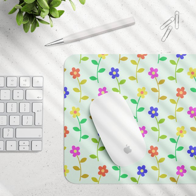 Farbenfrohe Blume, Blumenmuster, Grüne, Boho Mousepad (Von Creator hochgeladen)