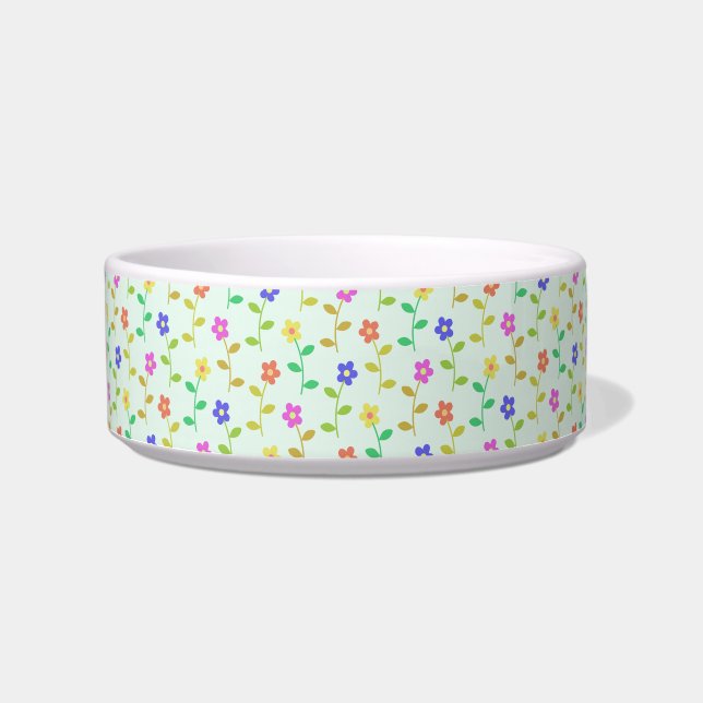 Farbenfrohe Blume, Blumenmuster, Grüne, Boho Napf (Vorderseite)