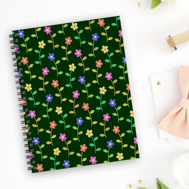 Farbenfrohe Blume, Blumenmuster, Grüne, Boho Notizbuch (Von Creator hochgeladen)