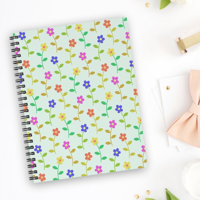 Farbenfrohe Blume, Blumenmuster, Grüne, Boho Notizbuch (Von Creator hochgeladen)