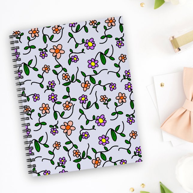Farbenfrohe Blume, Blumenmuster, Grüne, Boho Notizbuch (Von Creator hochgeladen)