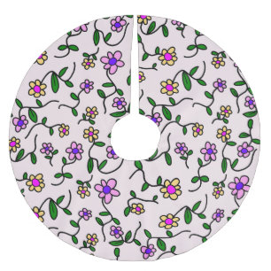 Farbenfrohe Blume, Blumenmuster, Grüne, Boho Polyester Weihnachtsbaumdecke