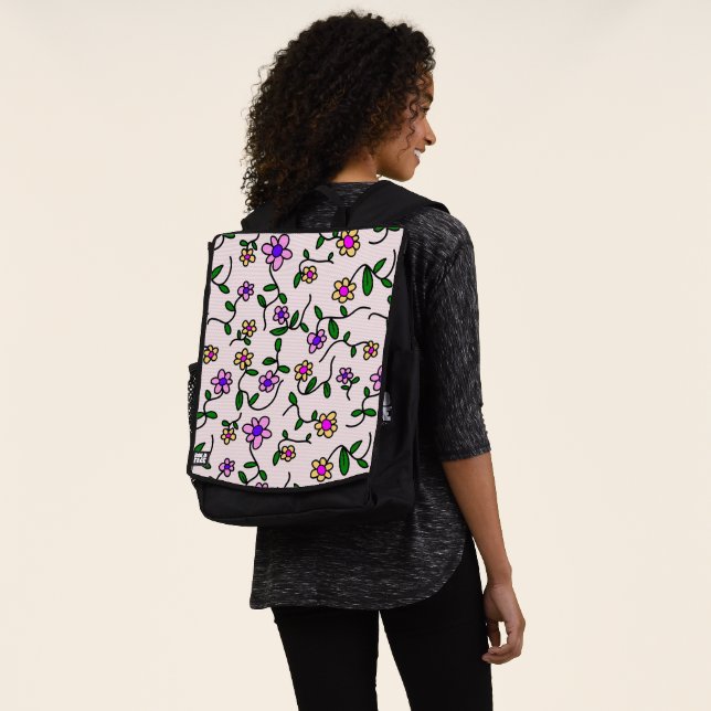 Farbenfrohe Blume, Blumenmuster, Grüne, Boho Rucksack (Ausgewaschen)