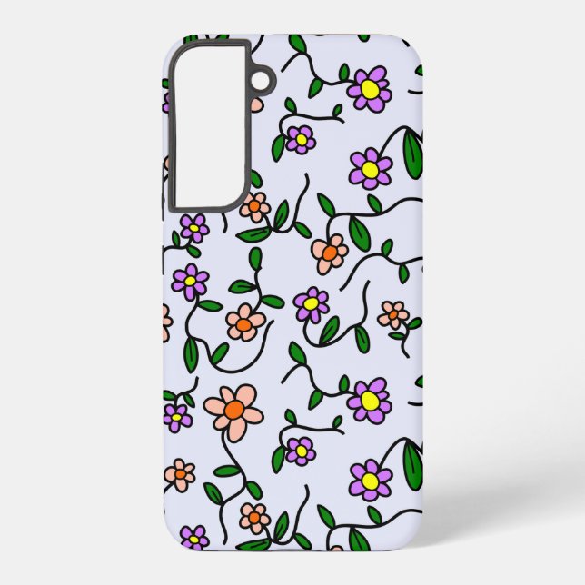 Farbenfrohe Blume, Blumenmuster, Grüne, Boho Samsung Galaxy Hülle (Rückseite)