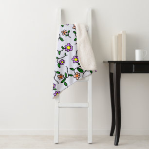 Farbenfrohe Blume, Blumenmuster, Grüne, Boho Sherpadecke