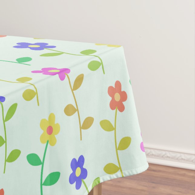 Farbenfrohe Blume, Blumenmuster, Grüne, Boho Tischdecke (Beispiel)
