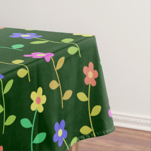 Farbenfrohe Blume, Blumenmuster, Grüne, Boho Tischdecke