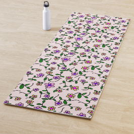 Farbenfrohe Blume, Blumenmuster, Grüne, Boho Yogamatte