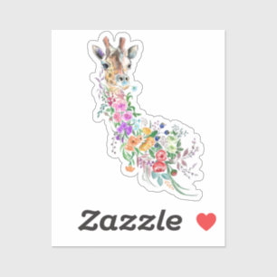 Farbenfrohe Blume Bouquet Giraffe Frühjahr Sticker