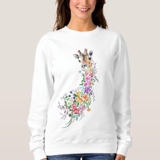 Farbenfrohe Blume Bouquet Giraffe - Frühjahr  Sweatshirt (Vorderseite)