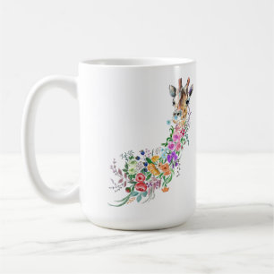 Farbenfrohe Blume Bouquet Giraffe Kaffee Tasse Frü