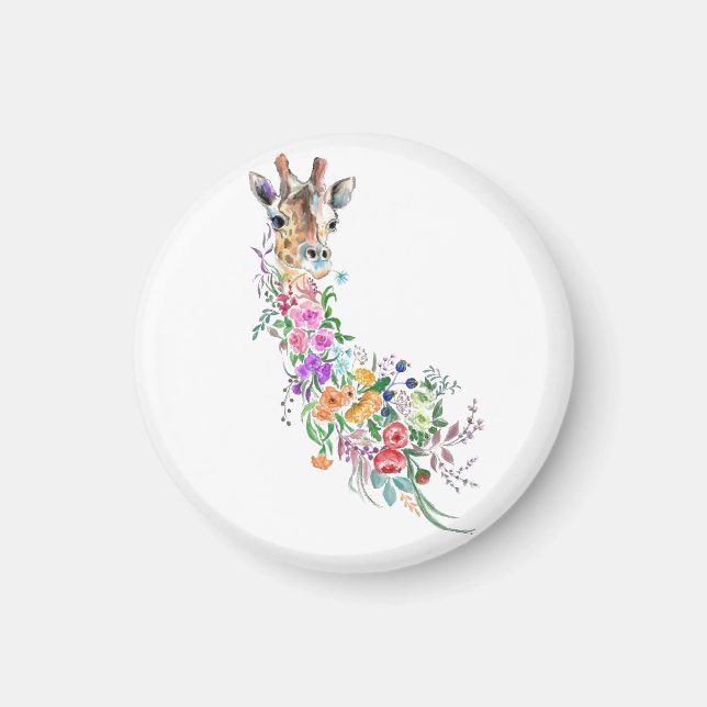 Farbenfrohe Blume Bouquet Giraffe Magnet Geschenk (Vorne)