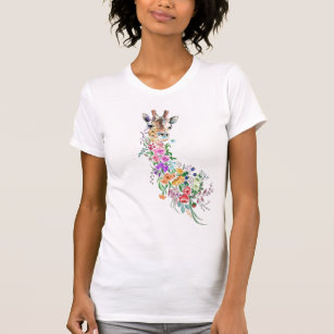 Farbenfrohe Blume Bouquet Giraffe T - Shirt