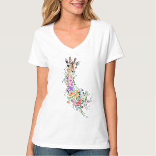 Farbenfrohe Blume Bouquet Giraffe T - Shirt