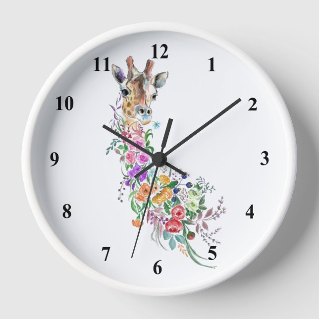 Farbenfrohe Blume Bouquet Giraffe Wallfahrtskirche Uhr (Vorderseite)