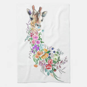 Farbenfrohe Blume Bouquet Giraffe - Zeichnend Blum Geschirrtuch