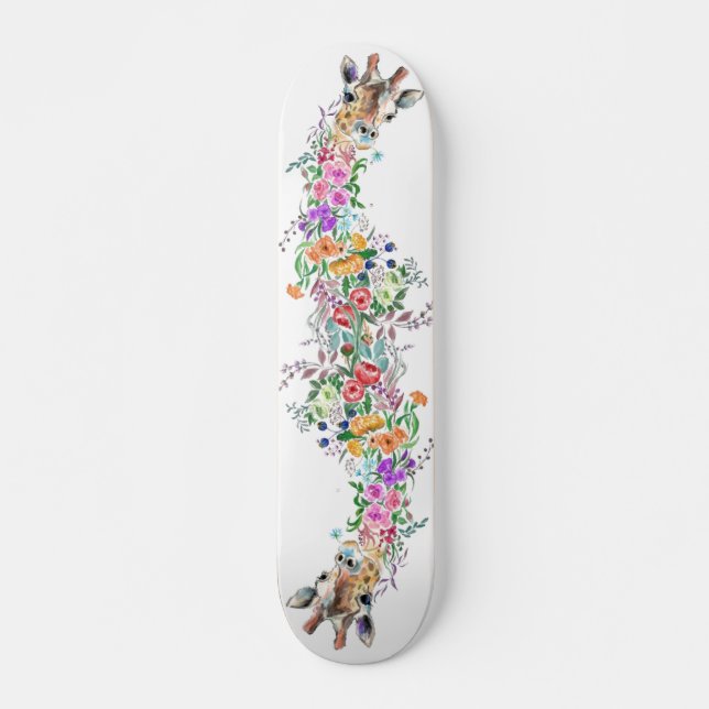 Farbenfrohe Blume Bouquet Giraffe - Zeichnend Blum Skateboard (Vorne)