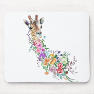 Farbenfrohe Blume Bouquet Giraffe - Zeichnend Mode Mousepad