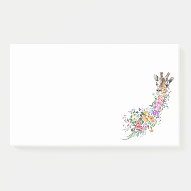 Farbenfrohe Blume Bouquet Giraffe - Zeichnend Mode Post-it Klebezettel (Vorderseite)