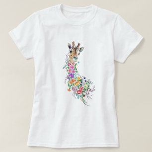 Farbenfrohe Blume Bouquet Giraffe - Zeichnend Mode T-Shirt