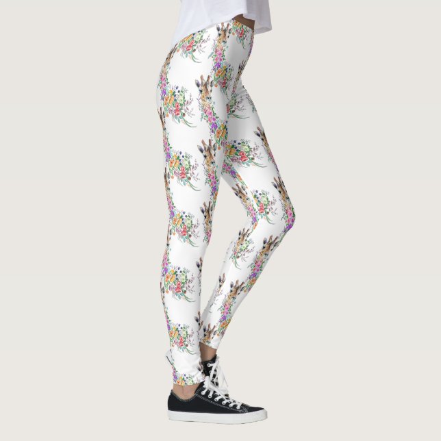 Farbenfrohe Blume Bouquet Giraffen - Zeichnend Mod Leggings (Rechts)