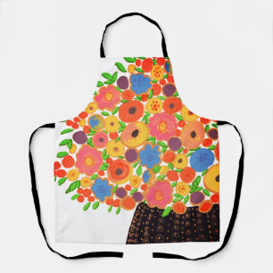 Farbenfrohe Blume Bouquet in der Black Boho Vase Schürze