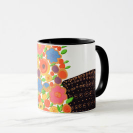 Farbenfrohe Blume Bouquet in der Black Boho Vase Tasse