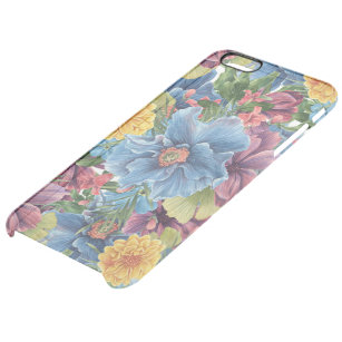 Farbenfrohe Blume Collage Nahtloses Muster Durchsichtige iPhone 6 Plus Hülle